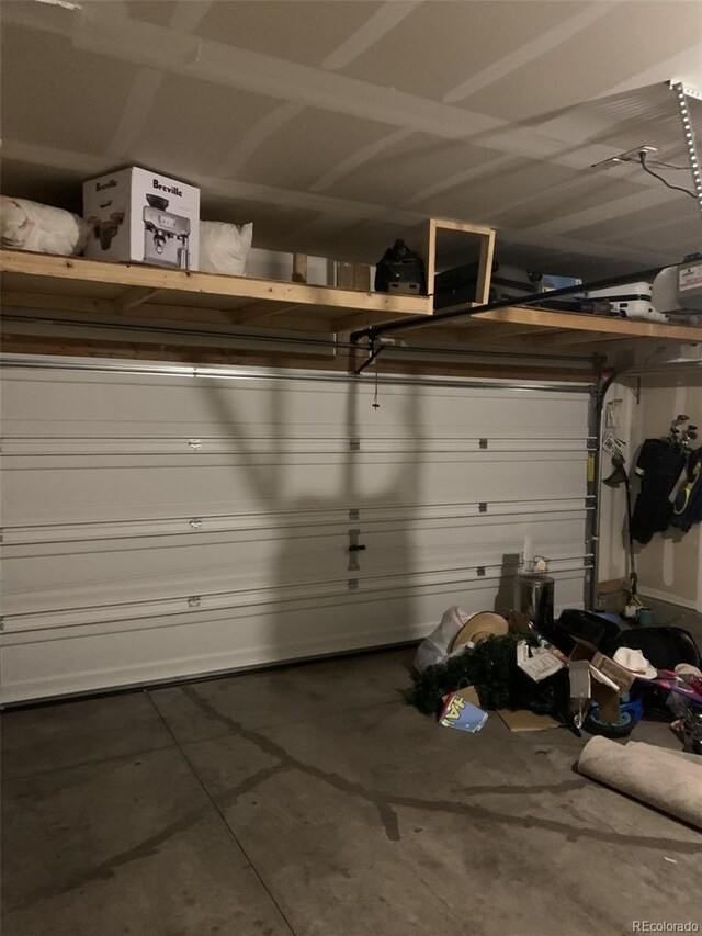 garage with a garage door opener