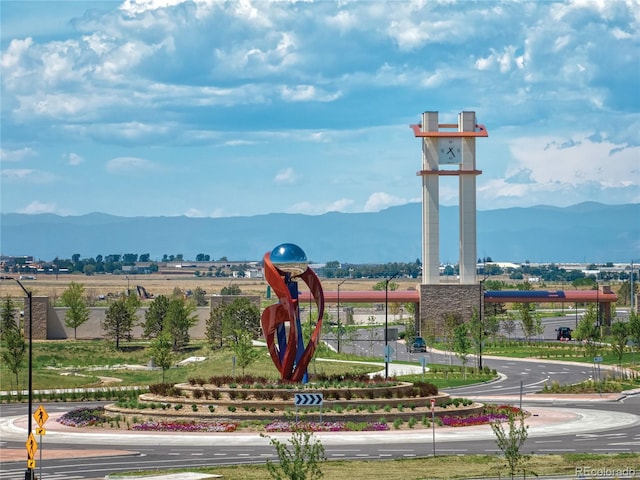 view of community with a mountain view