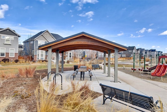 view of community with a playground