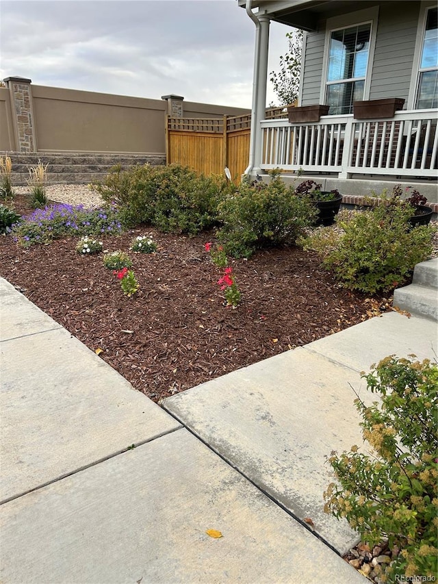 view of yard with a porch