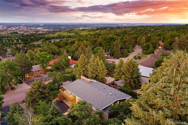 2434 Virgo Dr, Colorado Springs, CO 80906 - aerial view at dusk of a wooded view