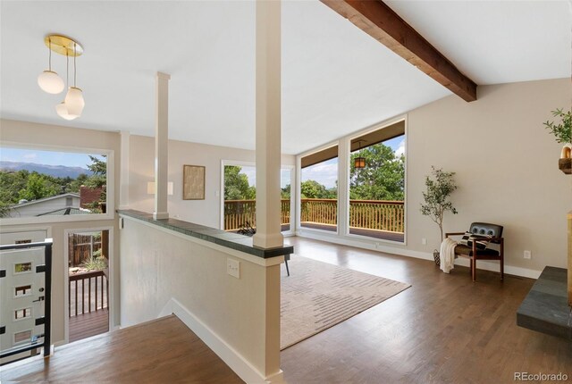 2434 Virgo Dr, Colorado Springs, CO 80906 - hall with wood finished floors and an upstairs landing