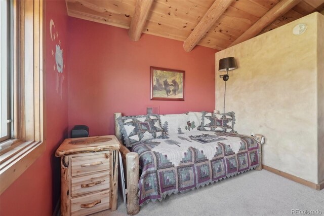 3557 Palmer Ridge Dr, Parker, CO 80134 - carpeted bedroom featuring wooden ceiling and baseboards