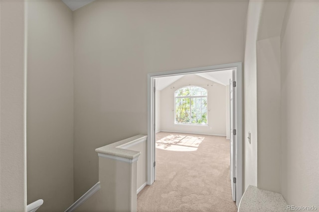 8399 Stonybridge Cir, Highlands Ranch, CO 80126 - hallway featuring light colored carpet and an upstairs landing