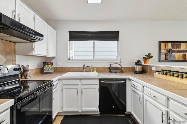 5425 W 115th Pl, Westminster, CO 80020 - kitchen featuring electric range, dishwasher, range hood, a sink, and white cabinetry