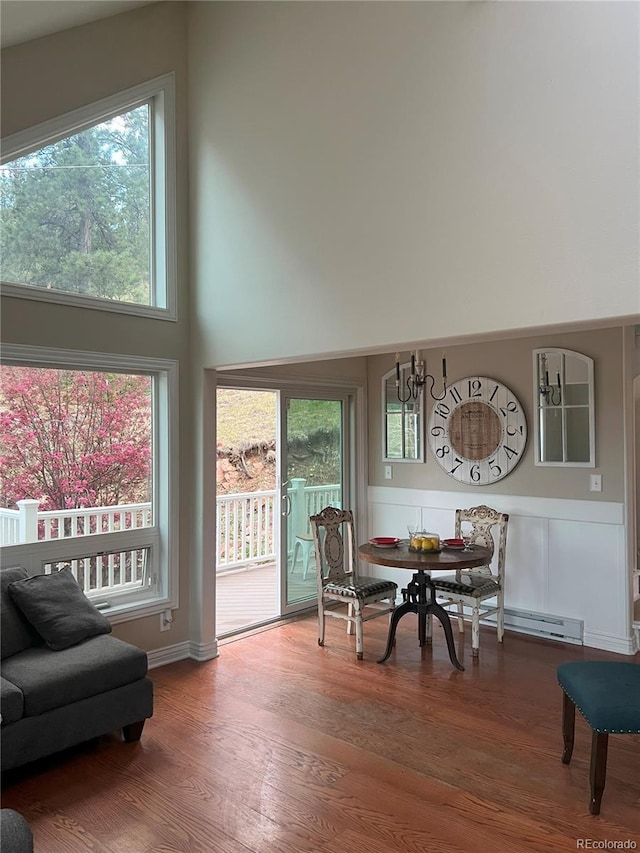 137 Bob Cat Trl, Bailey, CO 80421 - dining space with wood finished floors and a towering ceiling