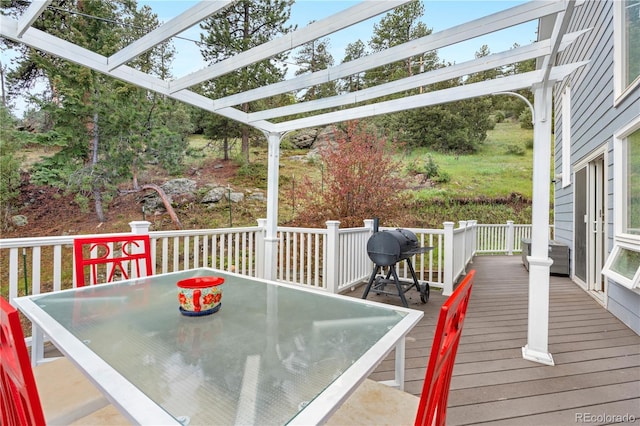 137 Bob Cat Trl, Bailey, CO 80421 - wooden terrace featuring outdoor dining space and area for grilling