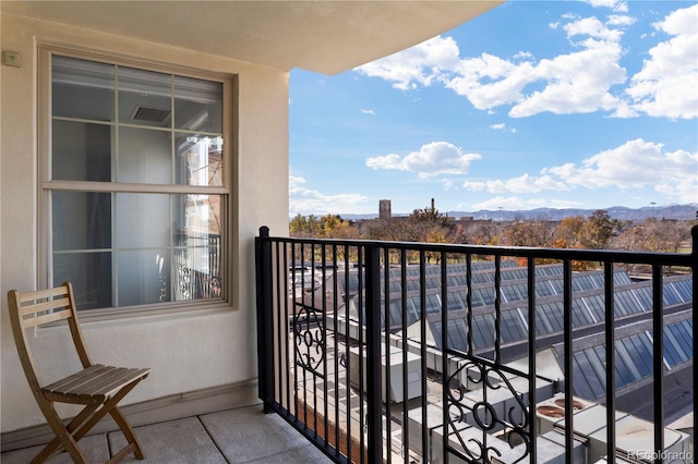 balcony with a mountain view