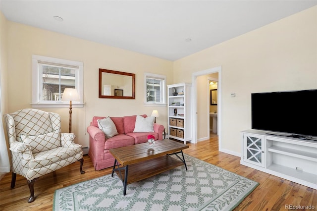 45 Bridge St, Breckenridge, CO 80424 - living room featuring light wood-style floors and baseboards