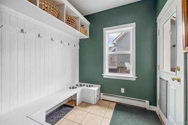 45 Bridge St, Breckenridge, CO 80424 - mudroom featuring baseboard heating, light tile patterned floors, and baseboards