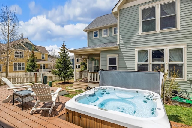 45 Bridge St, Breckenridge, CO 80424 - wooden terrace featuring a covered hot tub