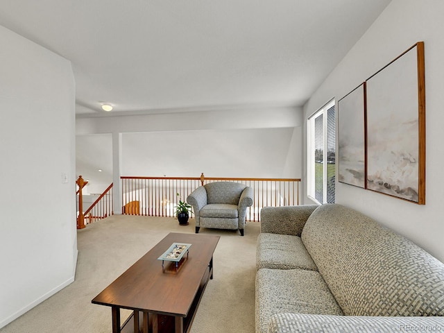 living area with carpet
