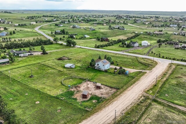 8370 Midsummer Ln, Elizabeth, CO 80107 - aerial view of property and surrounding area with rural landscape