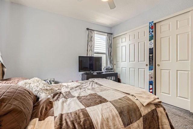 676 Hedgerow Way, Brighton, CO 80601 - bedroom featuring carpet floors, a closet, and a ceiling fan