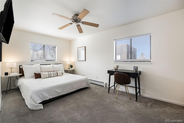 1830 22nd St Unit 16, Boulder, CO 80302 - carpeted bedroom with baseboard heating and a ceiling fan