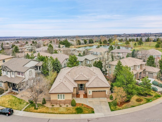 2571 Hunters Pl, Highlands Ranch, CO 80129 - bird's eye view with a water view and a residential view