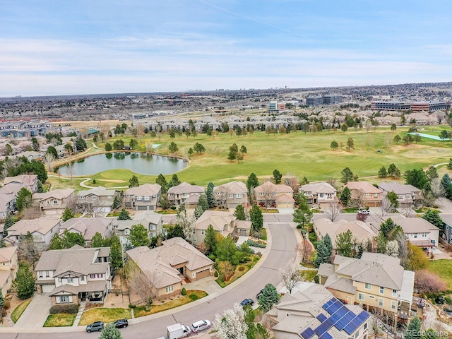 2571 Hunters Pl, Highlands Ranch, CO 80129 - bird's eye view featuring a water view, golf course view, and a residential view