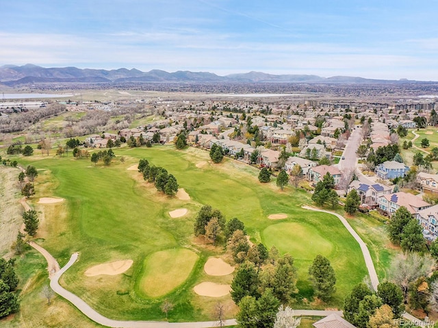 2571 Hunters Pl, Highlands Ranch, CO 80129 - bird's eye view featuring a mountain view, view of golf course, and a residential view