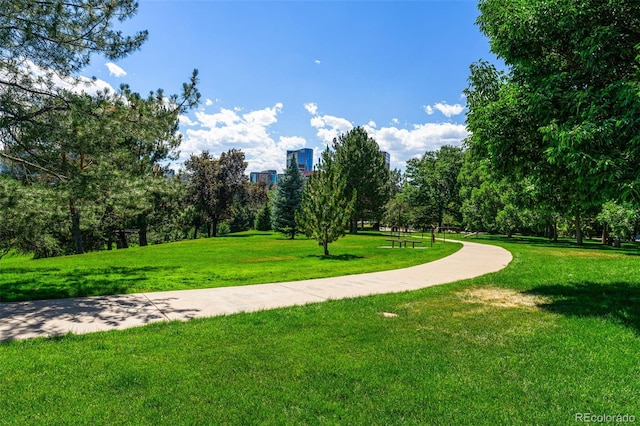 surrounding community featuring a lawn