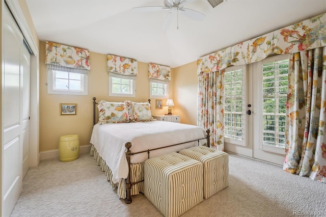 5335 E 2nd Ave, Denver, CO 80220 - carpeted bedroom with access to outside, baseboards, and a ceiling fan