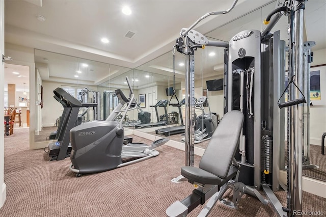 5335 E 2nd Ave, Denver, CO 80220 - exercise room with carpet floors and recessed lighting