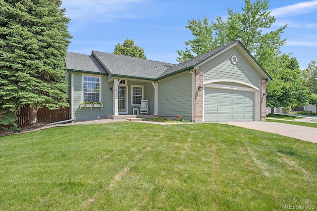 9406 Troon Village Way, Lone Tree, CO 80124 - ranch-style home with driveway, an attached garage, roof with shingles, and brick siding