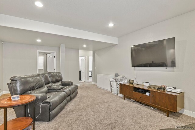 21376 E Union Pl, Aurora, CO 80015 - living area with carpet flooring, recessed lighting, and baseboards