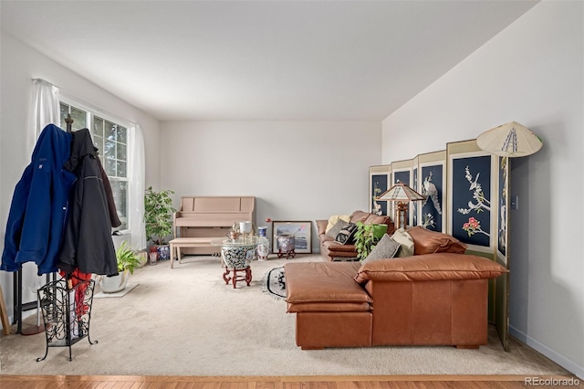 living room with hardwood / wood-style flooring