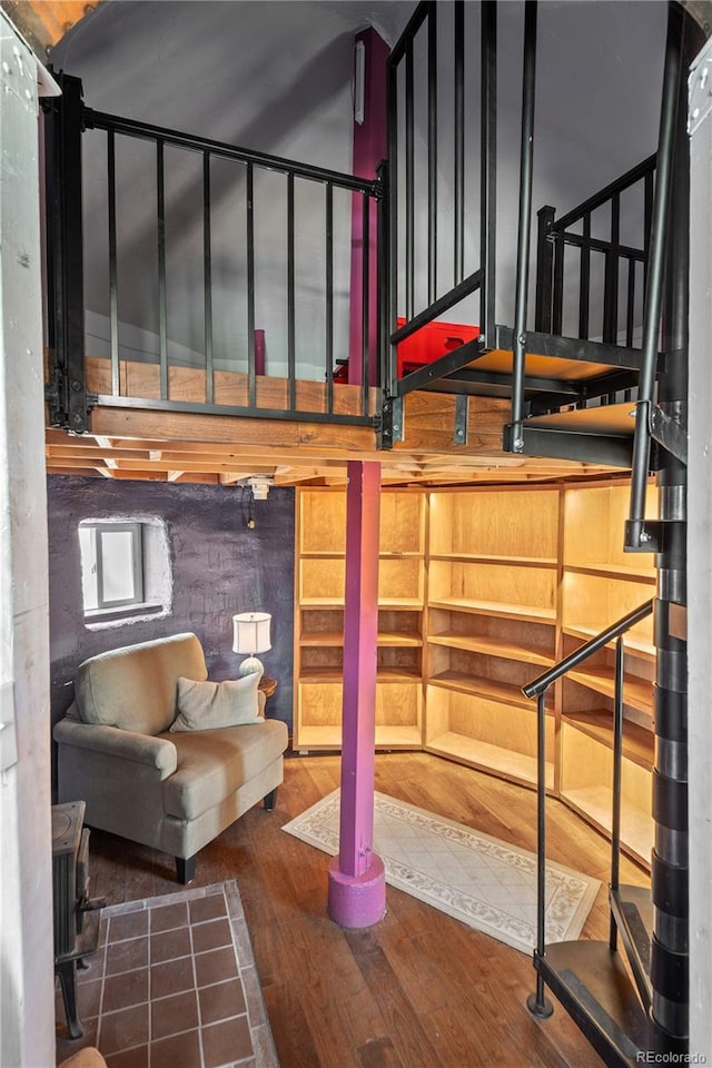 715 Clark Rd, Bailey, CO 80421 - stairway featuring hardwood / wood-style floors