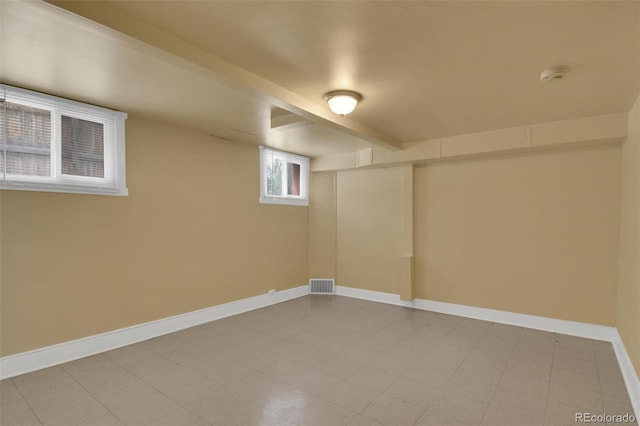 below grade area with baseboards