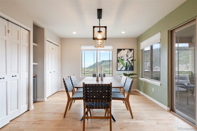 415 Butte Pkwy, Golden, CO 80403 - dining area with light wood-style floors, baseboards, and recessed lighting