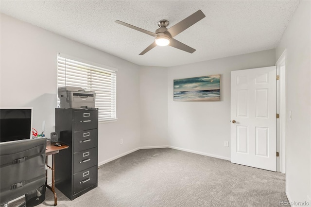 10591 Hyacinth St, Highlands Ranch, CO 80129 - unfurnished office featuring a ceiling fan, carpet, baseboards, and a textured ceiling
