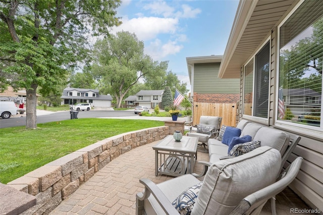 view of patio featuring an outdoor living space