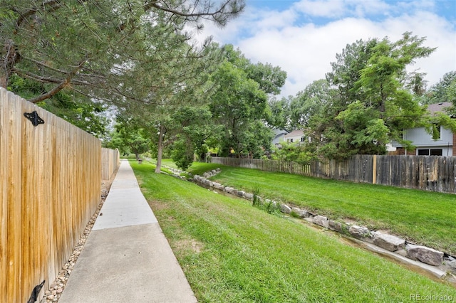 view of yard featuring fence