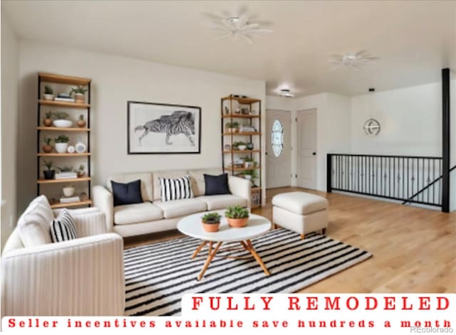 living area featuring wood finished floors