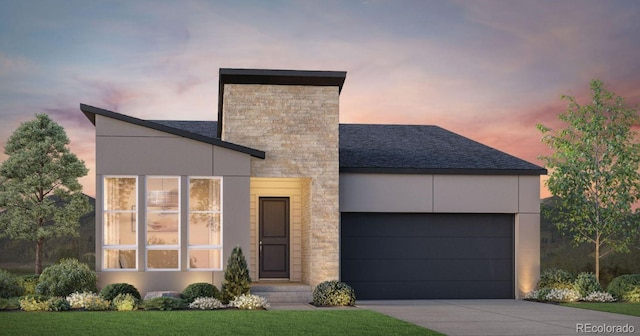 contemporary house featuring a garage