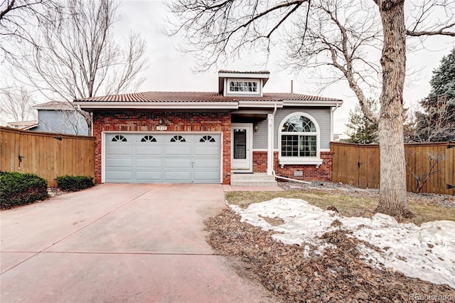 view of front of house with a garage