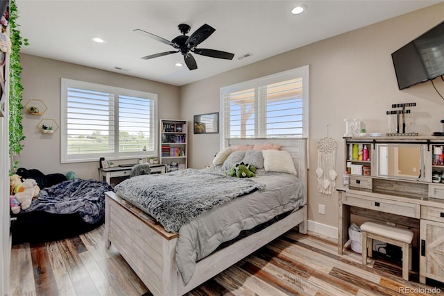 3308 County Road 19, Fort Lupton, CO 80621 - bedroom featuring wood finished floors, recessed lighting, baseboards, and ceiling fan