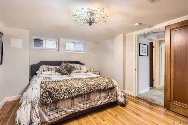 bedroom featuring light hardwood / wood-style flooring