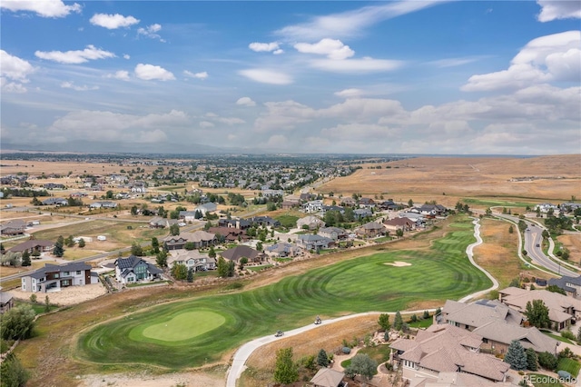 aerial view featuring golf course view and a residential view