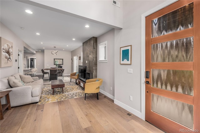 living room featuring light hardwood / wood-style flooring