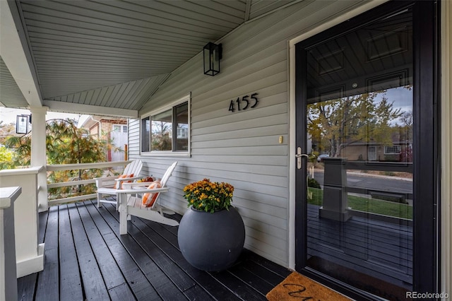 deck featuring a porch