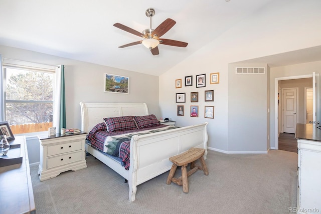 16102 Grebe Pl, Parker, CO 80134 - carpeted bedroom with baseboards, ceiling fan, and high vaulted ceiling