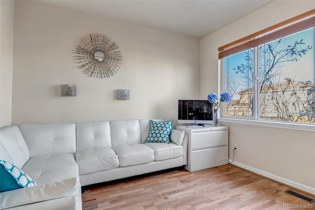 living room featuring light wood-type flooring