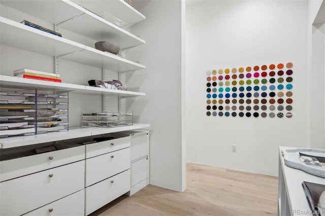 walk in closet featuring light wood-type flooring