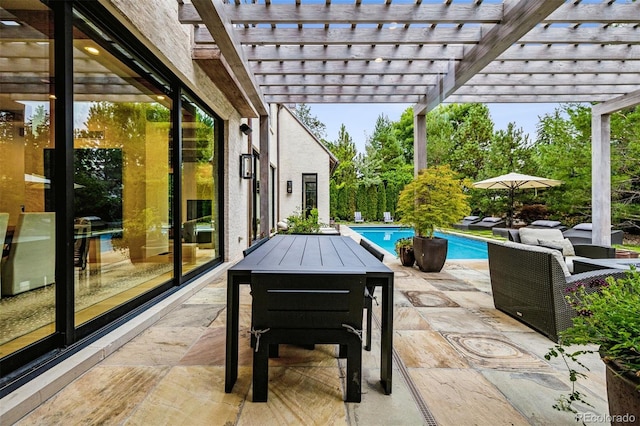 view of patio / terrace featuring a pergola