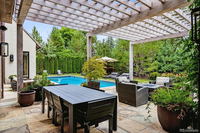 view of patio / terrace featuring a pergola