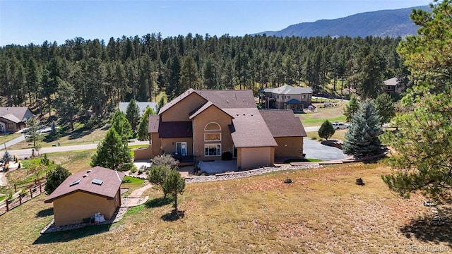 drone / aerial view with a mountain view