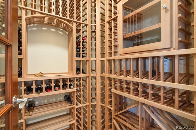 view of wine cellar