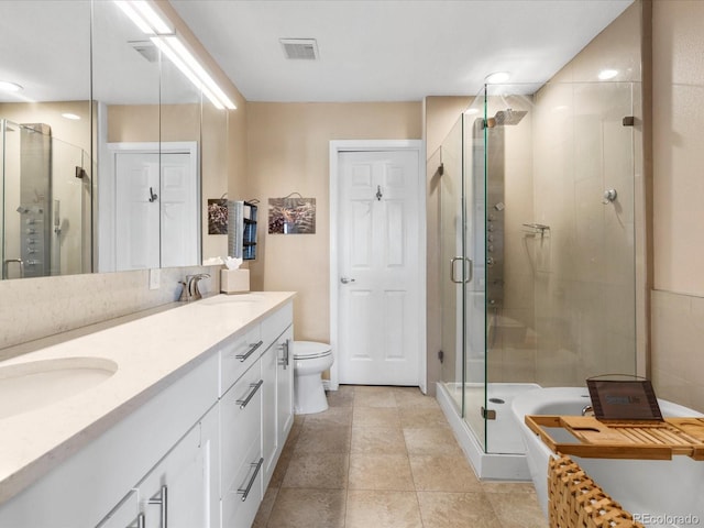 9323 Notts Ct, Lone Tree, CO 80124 - full bath featuring double vanity, a shower stall, a tub, and tile patterned floors